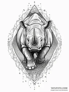 Tattoo design a charging rhinoceros, represen... - эскиз тату (№1754306368_0, 04.08.2025 11:19) — Tatufoto.com