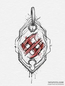 Tattoo sketch two interlocking dog tags formi... - эскиз тату (№1754307980_0, 04.08.2025 11:46) — Tatufoto.com