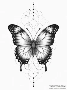 Tattoo design a minimalist butterfly with dot... - эскиз тату (№1754308382_0, 04.08.2025 11:53) — Tatufoto.com