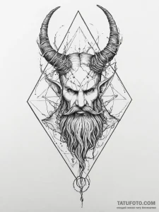 Tattoo sketch: veles, depicted with horns and... - эскиз тату (№1754309999_0, 04.08.2025 12:19) — Tatufoto.com