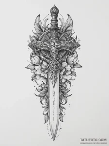 Tattoo sketch a stylized combat knife or dagg... - эскиз тату (№1754312040_0, 04.08.2025 12:54) — Tatufoto.com