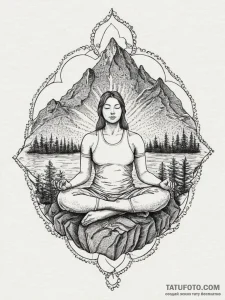 A serene photo of a yoga instructor meditatin... - эскиз тату (№1754312452_0, 04.08.2025 13:00) — Tatufoto.com