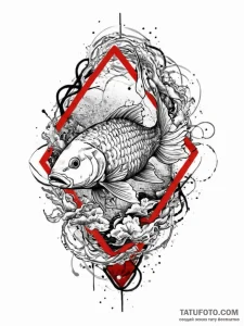 Crucian carp, concept art for tattoo, black a... - эскиз тату (№1754312855_0, 04.08.2025 13:07) — Tatufoto.com