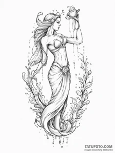 Tattoo sketch a stylized aquarius water-beare... - эскиз тату (№1754313052_0, 04.08.2025 13:10) — Tatufoto.com