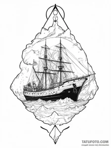 A shot of a research vessel in the antarctic.... - эскиз тату (№1754314083_0, 04.08.2025 13:28) — Tatufoto.com
