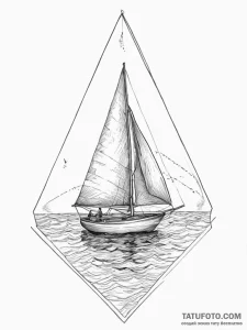 Tattoo sketch a small sailboat on one, the oc... - эскиз тату (№1754315700_0, 04.08.2025 13:55) — Tatufoto.com