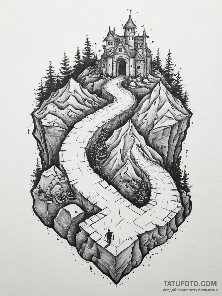 Tattoo design a dungeon crawl map with a glow... - эскиз тату (№1754317553_0, 04.08.2025 14:25) — Tatufoto.com