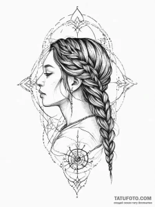 Tattoo sketch: mokosh, depicted as a serene w... - эскиз тату (№1754317754_0, 04.08.2025 14:29) — Tatufoto.com