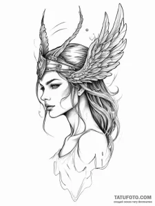 Valkyrie, tattoo line art, black and grey tat... - эскиз тату (№1754320437_0, 04.08.2025 15:13) — Tatufoto.com