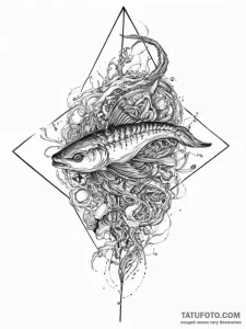 Catfish, concept art for tattoo, on a clean w... - эскиз тату (№1754321636_0, 04.08.2025 15:33) — Tatufoto.com