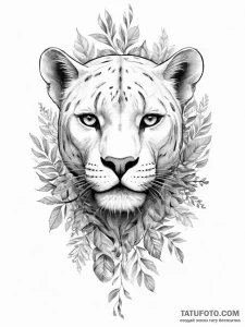 пантера в листве - эскиз тату (№1754322457_0, 04.08.2025 15:47) — Tatufoto.com