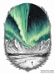 The northern lights (aurora borealis) dancing... - эскиз тату (№1754322460_0, 04.08.2025 15:47) — Tatufoto.com