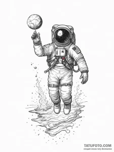 Astronaut floating in the ocean, concept art... - эскиз тату (№1754323473_0, 04.08.2025 16:04) — Tatufoto.com