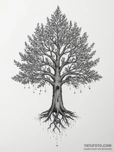Tattoo design a strong, rooted tree, symboliz... - эскиз тату (№1754324884_0, 04.08.2025 16:28) — Tatufoto.com