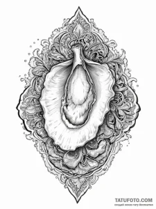 A hyperrealistic shot of a fresh oyster on a... - эскиз тату (№1754325095_0, 04.08.2025 16:31) — Tatufoto.com
