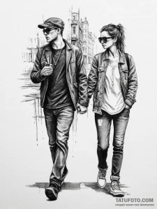 A candid street style photo of a fashionable... - эскиз тату (№1754325520_0, 04.08.2025 16:38) — Tatufoto.com