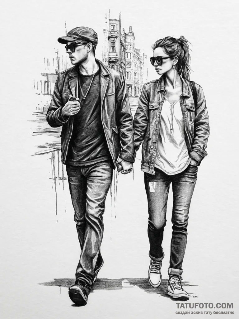 A candid street style photo of a fashionable... - эскиз тату (№1754325520_0, 04.08.2025 16:38) — Tatufoto.com