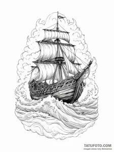 Tattoo sketch a powerful viking longship cutt... - эскиз тату (№1754325928_0, 04.08.2025 16:45) — Tatufoto.com