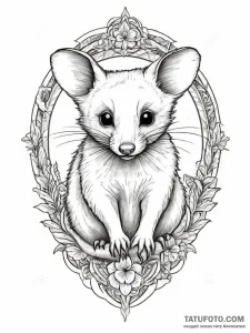 Possum, tattoo sketch design, bold outlines,... - эскиз тату (№1754326958_0, 04.08.2025 17:02) — Tatufoto.com