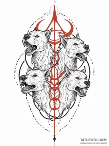 Cerberus, concept art for tattoo, on a clean... - эскиз тату (№1754327155_0, 04.08.2025 17:05) — Tatufoto.com