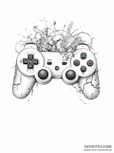Tattoo sketch a broken controller symbolizing... - эскиз тату (№1754328197_0, 04.08.2025 17:23) — Tatufoto.com