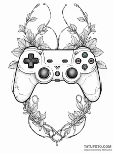 Tattoo sketch a gaming controller with wires... - эскиз тату (№1754328393_0, 04.08.2025 17:26) — Tatufoto.com