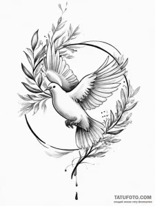 Tattoo sketch a lone dove carrying an olive b... - эскиз тату (№1754328589_0, 04.08.2025 17:29) — Tatufoto.com