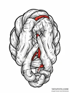 A person's hands tying a complex knot with a... - эскиз тату (№1754329580_0, 04.08.2025 17:46) — Tatufoto.com