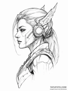 Cyberpunk valkyrie - эскиз тату (№1754331249_0, 04.08.2025 18:14) — Tatufoto.com