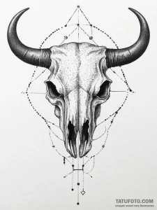 Bull skull, concept art for tattoo, on a clea... - эскиз тату (№1754332087_0, 04.08.2025 18:28) — Tatufoto.com