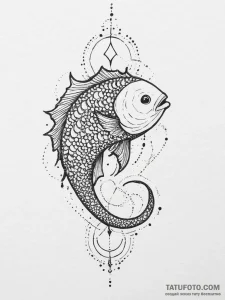 Tattoo design a minimalist fish hook and a fi... - эскиз тату (№1754332297_0, 04.08.2025 18:31) — Tatufoto.com