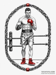 Tattoo design a boxing ring with a powerful f... - эскиз тату (№1754332494_0, 04.08.2025 18:34) — Tatufoto.com
