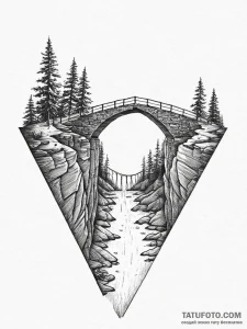 Tattoo sketch a bridge leading over a chasm,... - эскиз тату (№1754333117_0, 04.08.2025 18:45) — Tatufoto.com