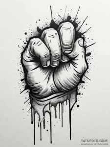 Tattoo sketch a clenched fist made of stylize... - эскиз тату (№1754335938_0, 04.08.2025 19:32) — Tatufoto.com