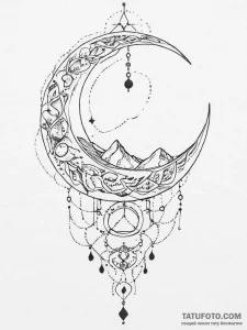 Tattoo design: a geometric lunitsa with preci... - эскиз тату (№1754336933_0, 04.08.2025 19:48) — Tatufoto.com