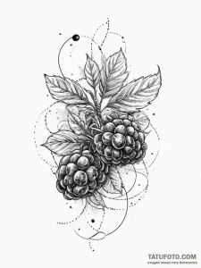Raspberry, tattoo sketch design, linework tat... - эскиз тату (№1754337329_0, 04.08.2025 19:55) — Tatufoto.com