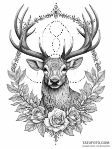 Tattoo design a majestic stag, antlers strong... - эскиз тату (№1754338949_0, 04.08.2025 20:22) — Tatufoto.com