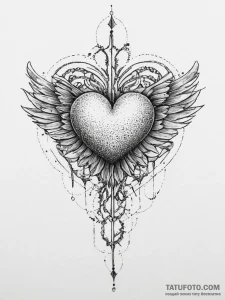 Tattoo sketch a heart transforming into a bir... - эскиз тату (№1754339559_0, 04.08.2025 20:32) — Tatufoto.com