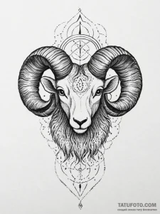 Tattoo sketch an aries ram with mars' glyph e... - эскиз тату (№1754340976_0, 04.08.2025 20:56) — Tatufoto.com