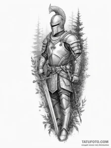 A tattoo sketch of a vityaz (slavic knight) i... - эскиз тату (№1754341781_0, 04.08.2025 21:09) — Tatufoto.com