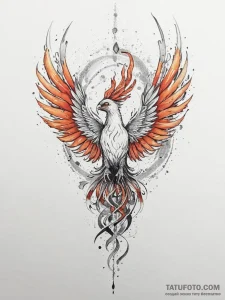 Tattoo design a phoenix rising from abstract... - эскиз тату (№1754341983_0, 04.08.2025 21:13) — Tatufoto.com