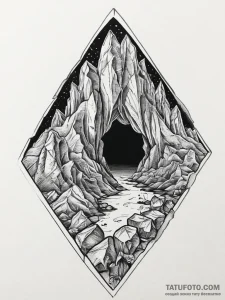Crystal cave, tattoo sketch design, black and... - эскиз тату (№1754342590_0, 04.08.2025 21:23) — Tatufoto.com