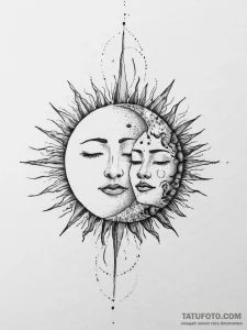 Tattoo sketch a moon and a sun, each on a sep... - эскиз тату (№1754343005_0, 04.08.2025 21:30) — Tatufoto.com