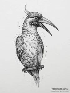 Bird, tattoo line art, on a clean white paper... - эскиз тату (№1754343401_0, 04.08.2025 21:36) — Tatufoto.com
