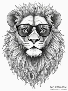 Tattoo sketch a leo lion wearing sunglasses,... - эскиз тату (№1754343828_0, 04.08.2025 21:43) — Tatufoto.com