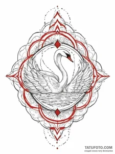 Swan, artistic tattoo sketch, black and red i... - эскиз тату (№1754345054_0, 04.08.2025 22:04) — Tatufoto.com