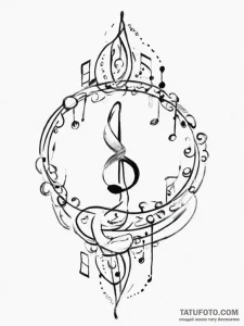 Tattoo sketch a musical note on one partner,... - эскиз тату (№1754345458_0, 04.08.2025 22:10) — Tatufoto.com