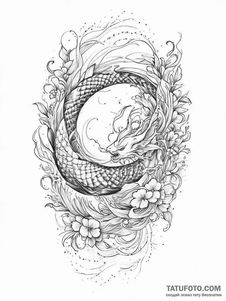 Tattoo sketch an infinity symbol made of two... - эскиз тату (№1754345861_0, 04.08.2025 22:17) — Tatufoto.com