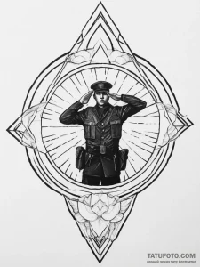 Tattoo sketch a silhouette of a soldier salut... - эскиз тату (№1754346862_0, 04.08.2025 22:34) — Tatufoto.com