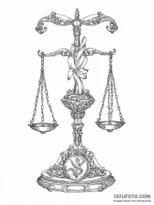 Tattoo sketch libra's scales with the "justic... - эскиз тату (№1754347261_0, 04.08.2025 22:41) — Tatufoto.com